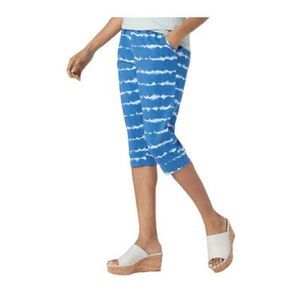 AnyBody Cozy Knit French Terry Printed Ultra Crop Pant Tie Dye Coral Choose Size